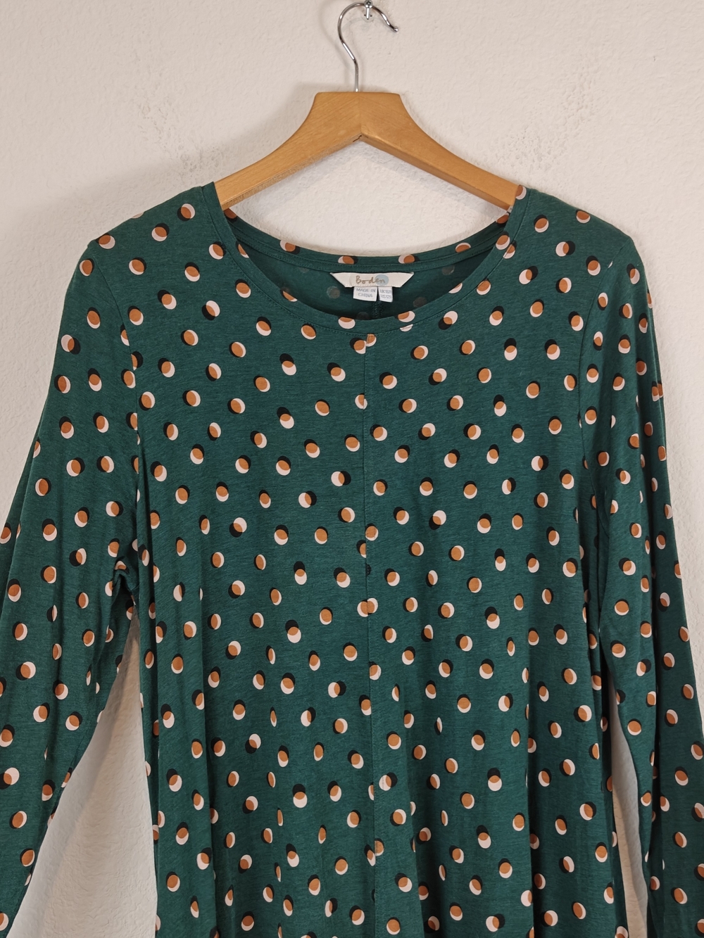 Boden Forest Green Polka Dot Swing Tunic Dress | Tencel Cotton Blend Pockets 12R - Picture 5 of 12